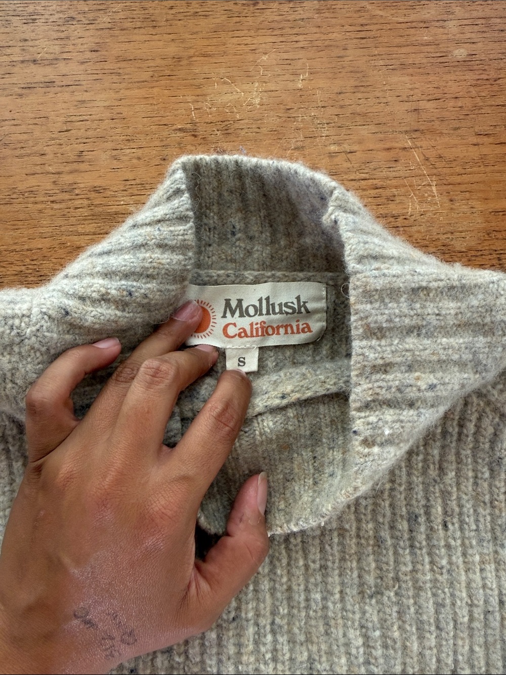 Mollusk California Cream Ribbed Turtleneck Sweater